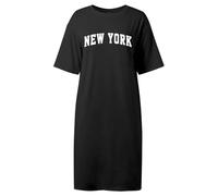Abito da donna lungo estivo chic ed elegante abiti alla moda e confortevoli con New York Alfabeto stampato, abito a maniche corte larghi e casual, traspirante e fluida per passeggiate all'aperto, Le