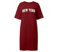 Abito da donna lungo estivo chic ed elegante abiti alla moda e confortevoli con New York Alfabeto stampato, abito a maniche corte larghi e casual, traspirante e fluida per passeggiate all'aperto