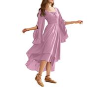 Abito da donna medievale da dea greca maxi gonna rinascimentale abito corpetto medievale alto basso swing abito vichingo elegante abito casual leggero gonna lunga, O viola chiaro, S