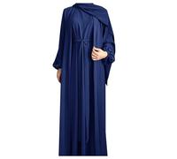 Abito da donna musulmana, 2 pezzi, da donna musulmana, chic ed elegante, con abito lungo, senza maniche, e cardigan lungo, tinta unita, set Abaya e Kimono con cintura