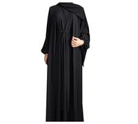 Abito da donna musulmana, 2 pezzi, da donna musulmana, chic ed elegante, con abito lungo, senza maniche, e cardigan lungo, tinta unita, set Abaya e Kimono con cintura