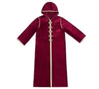 Abito da donna musulmana, da donna, elegante, a maniche lunghe, stile etnico islamico, con cappuccio, abaya, taglia grande, vintage, vestibilità ampia, rosso, XXL