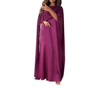 Abito da donna musulmano Abaya un pezzo sciolto girocollo manica a pipistrello abito lungo in chiffon generale thobe arabo marocchino abito da preghiera islamica a maniche lunghe abito da preghiera