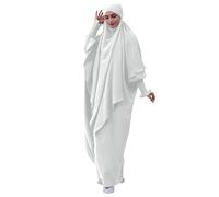 Abito da donna musulmano in due pezzi, abito da preghiera musulmano, tinta unita, vestito Jilbab 2 pezzi, maniche lunghe, caftano, lunghezza intera hijab, abito lungo khimar e gonne per preghiere ed