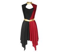 Abito da donna per danza classica, costume da culto con cerniera invisibile sul retro, orlo irregolare, liturgico, lode, tunica, Nero Borgogna D, L