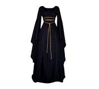 Abito da donna per Halloween con lacci a tromba, maniche a campana, lungo, stile maxi, costume medievale, retrò, rinascimentale, stile palazzo, abito da sera, abito da festa, lungo fino al pavimento