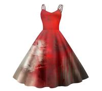 Abito da donna per Halloween con stampa a schizzi di sangue, senza maniche anni '50, stile horror, spaventoso costume per feste a tema e carnevale, Stil_f09 oro, L