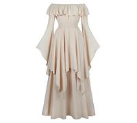 Abito da Donna per Halloween Costume Manica Lunga Cocktail Costumi Gotico Vestito Strega Malvagia con Maniche a Farfalla Stile Vintage, Medievale, in Vita