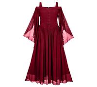 Abito Da Donna Per Halloween Strega Elegante Vestito Da Steampunk Vintage Pipistrello Costumi Di Halloween Con Maniche a Farfalla In Pizzo Abito Da Vampiro Rinascimentale Carnevale Costume Da Strega