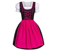 Abito da donna per Oktoberfest, elegante, abito tradizionale bavarese, abito tradizionale Dirndl, con birra, taglie forti, linea ad A, per feste, stile vintage, Colore: rosa., 5XL