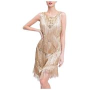 Abito da Donna per Salsa Latina, Stile Vintage, Anni '20, Senza Maniche, con Strass, con Frange, Gatsby, Cocktail, Ballroom, Tangos Cha Rumba