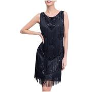 Abito da Donna per Salsa Latina, Stile Vintage, Anni '20, Senza Maniche, con Strass, con Frange, Gatsby, Cocktail, Ballroom, Tangos Cha Rumba