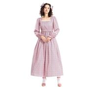 Abito da donna Prairie floreale stile guerra lunghezza midi manica a sbuffo scollo quadrato schiena scoperta pizzo impero vita balze volant a strati