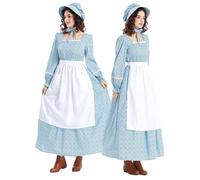 Abito da donna Prairie floreale stile guerra lunghezza midi manica a sbuffo scollo quadrato schiena scoperta pizzo impero vita balze volant a strati
