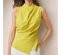 Abito da donna primavera giallo crema con scollo arricciato senza maniche vita arricciata elegante minimalista casual per pendolarismo appuntamento quotidiano vacanza Giorno dell'Indipendenza stagione
