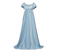 Abito da donna Regency abito da ballo Jane Austen stile abbigliamento con cintura in vita impero increspata maniche a sbuffo periodo storico costume chemise boho set Halloween cosplay costumi