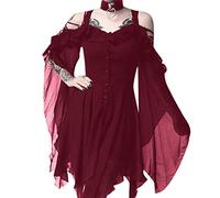 Abito Da Donna Retrò Medievale Maxi Cosplay Costumi Medioevo Vestiti Con Orlo Irregolare Felpa Cappuccio Vestito Costume Regina Halloween Carnevale Abbigliamento