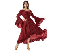 Abito da Donna Rinascimentale a Vita Alta per Donna Abbigliamento Stile Medievale Vittoriana Maniche a Tromba Abito Boemia Accessori Gotico da Palazzo Principessa Vestito Carnevale Festa Halloween