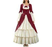 Abito da donna rinascimentale, stile medievale, vintage, con cerniera, vino, L