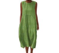 Abito da donna senza maniche con scollo rotondo e stampa tasca Boho A-Line Abiti, EN8, XXL