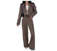 Abito da Donna Set Pantaloni Blazer A Manica Lunga Pantaloni in Giro Solido Abbigliamento A 2