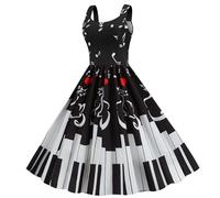 Abito da donna, stile vintage anni '50, a pois, con spalline sottili, stile rétro e svasato, Audrey Hepburn, anni '50 e '60, bianco, S