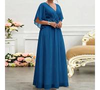 Abito da donna taglie forti azzurro chiaro con pizzo e fiori 3D, lucido, aderente, per primavera/estate, adatto per matrimonio, cena, serata, evento formale, banchetto, cocktail festa, laurea, complea