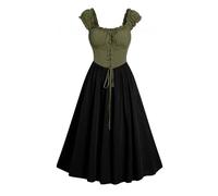 Abito da donna Victorian di grandi dimensioni, abito corsetto aderente da donna, elegante, stile campagna, tasche integrate, abito estivo confortevole, senza cuciture, abbigliamento cosplay medievale