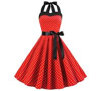 Abito da donna vintage a pois anni '50, Rockabilly Halter Audrey, abito da sera con motivo floreale