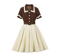 Abito da donna vintage anni '50, rockabilly, a maniche corte, per feste, swing, con scollo a V, per feste, da sera, O caffè., XXL