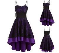 Abito da donna vintage anni '50, stile rockabilly, elegante, in pizzo, senza maniche, da cocktail, da sera, Rockabilly, Viola, XL