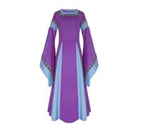 Abito da donna vintage medievale, a maniche a tromba, stile vittoriano, rinascimentale, gotico, costume da carnevale, principessa 2025, per feste, Halloween, taglie forti, malva, M