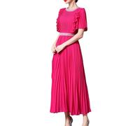 Abito da donna vintage plissettato a maniche corte alla moda Big Swing Wedding Party Bodycon abiti, 1, L