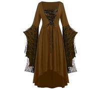 Abito da donna vittoriano di grandi dimensioni, abito gotico medievale per cosplay, Halloween, stile punk, retrò, in pizzo, elegante, di grandi dimensioni, abito da ballo