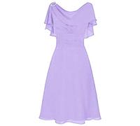 Abito da festa da donna, elegante, per matrimonio, lungo, a tracolla, in chiffon, con volant, slim fit, linea ad A, per feste, feste, da sera, lunghezza al ginocchio, vintage, per damigella d'onore