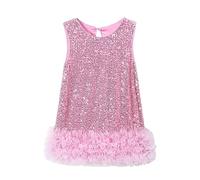 Abito da Festa in Maglia a Rete per Bambine Elegante con tutù a Strati e Dettagli Glitterati Moda Autunnale (3-4 Years)