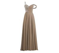 Abito da Festa per Donna, Abiti da Damigella d'Onore in Chiffon con Una Spalla e Paillettes, Abiti da Festa Formali a Trapezio con Spacco.