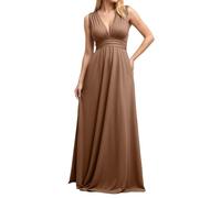 Abito Da Festa Vintage Senza Maniche A-line Scollatura Halter Midi Elegante Abito Comfort Moda Manica Lunga Slim Fit Abiti Breve Elegante Sexy Mini Abito-1, Marrone, L