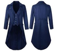 Abito da gioco in costume da palcoscenico con cappotto lungo da corte in ti | Giacca Sciancrata Uomo Nera Aviatore Scozzese Calda Spettacolo Giacchetti La Moda Borchiata Rombi Premium
