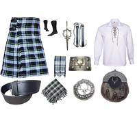Abito Da Kilt Scozzese Uomo 10 Pezzi Con Stag Head Sporran Set Da Nozze
