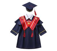 Abito da Laurea Set Bambini - Toga Accademica per Bambini, Abito Cappello da Completo Accademico con Fascia per la Festa della Scuola Materna (Navy 10-11 Years)