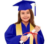 Abito da Laureato Set Bambini Toga Asilo Costumi e Tocco Cappello Elementare Medi Linea Costume Carnevalle TravestimentoToga da per Scuola Materna per Bambini Asilo Studenti (Blue-d, 2-3 Years)