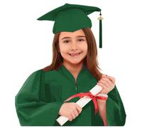 Abito da Laureato Set Bambini Toga Asilo Costumi e Tocco Cappello Elementare Medi Linea Costume Carnevalle TravestimentoToga da per Scuola Materna per Bambini Asilo Studenti (Green-a, 6-7 Years)