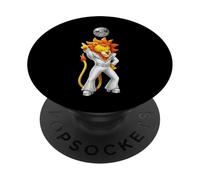 Abito da leone anni '70 con pantaloni a zampa e sfera da discoteca PopSockets PopGrip Adesivo