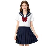 Abito da marinaio da ragazza, gonna a pieghe a maniche corte, uniforme da marinaio, costume per ragazze, per drammatica, cosplay, eventi, riunioni, feste, bambini, giovani studenti