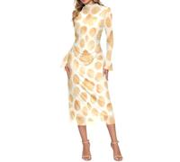 Abito da matrimonio, linea A, giraffa beige | Vita arricciata, tessuto morbido, silhouette fluida per damigella d'onore