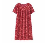 Abito da Notte a Maniche Corte in di Cotone Estivo per Donne di Mezza età Nuovo Abbigliamento da casa Aderente per Anziani Abito Taglie Forti igiama Donna orto (Red, One Size)