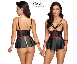 Abito da Notte Cottelli Collection Bondage Bra Crotchless Thong & Arm Cuffs
