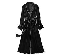 Abito da Notte in Tessuto di Velluto Dorato per Donna Camicia da Notte Manica Lunga Supersoft Collo A Scialle in Pile Vestaglia Sexy Cardigan Accappatoio Caldo Soffice