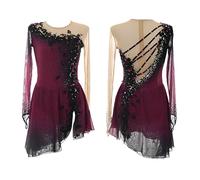 Abito Da Pattinaggio Artistico A Maniche Lunghe For Donna, Grazioso Abito Da Pattinaggio Sul Ghiaccio Scintillante For Bambina, Abbigliamento Da Danza Lirica(XXS)